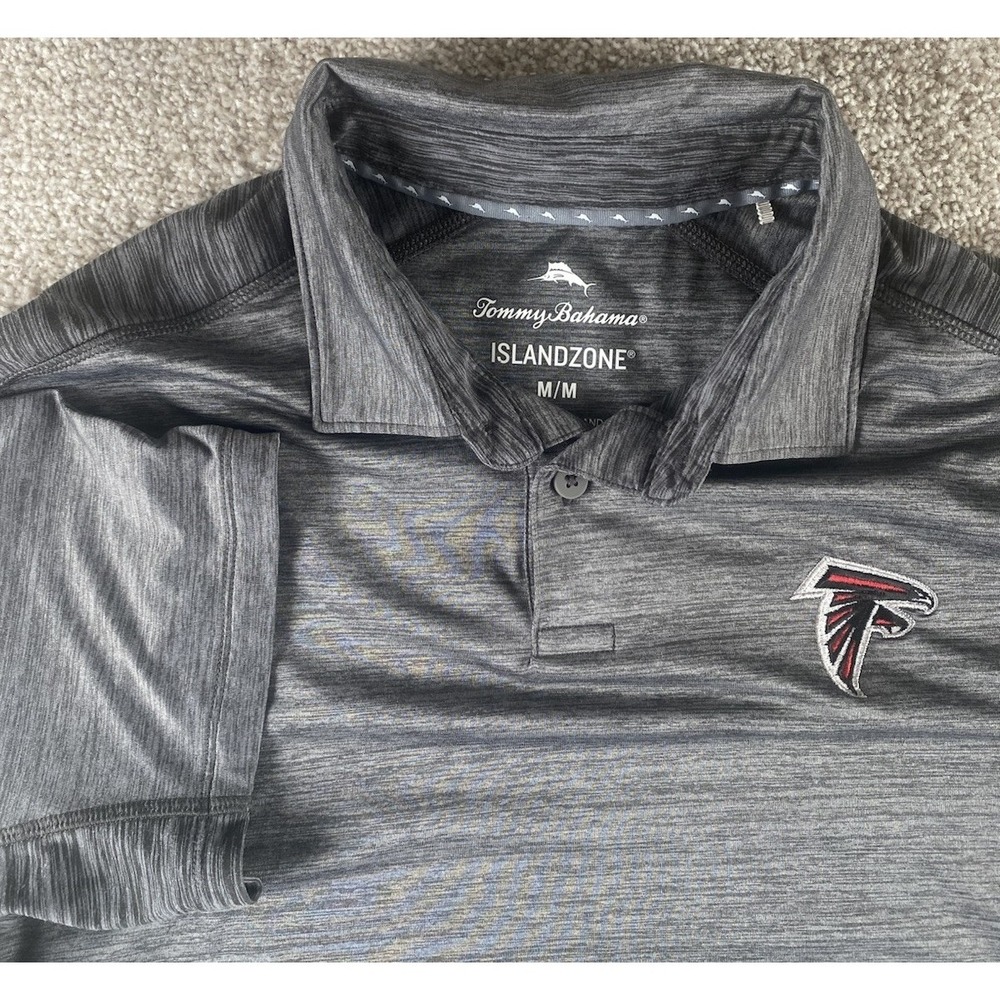 Tommy Bahama Island Zone Performance Polo Shirt Mens M Atlanta‎ Falcons Gray NFL